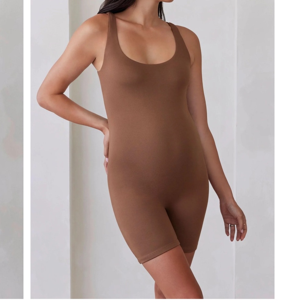Brown Shapewear Bodysuit with High-Cut Legs